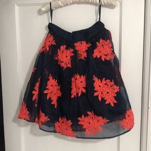Anthropologie tulle skirt with floral embroidery